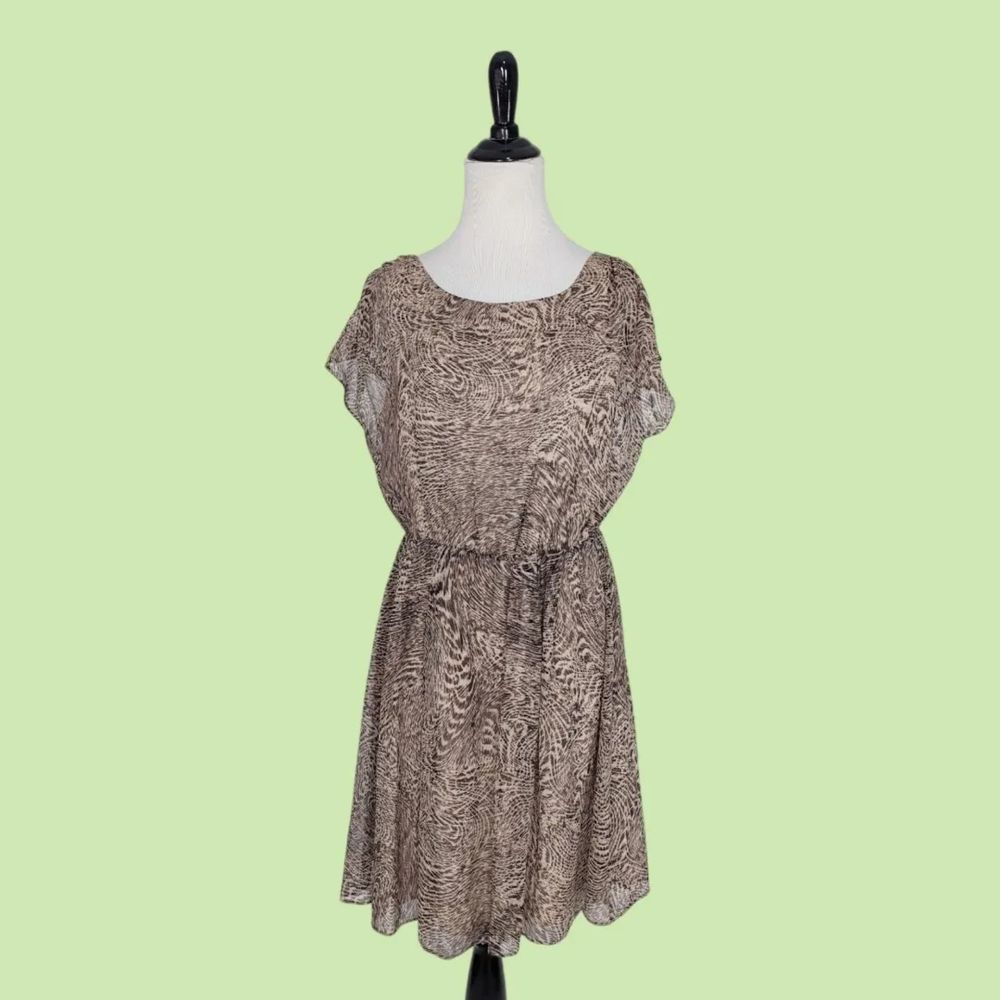 Alice + Olivia Kimber Silk Animal Print Elastic Waist Dress‎ M